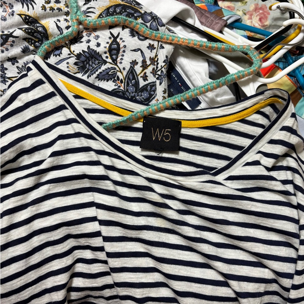 W5 Black and White 3/4 Sleeve Striped Tee
